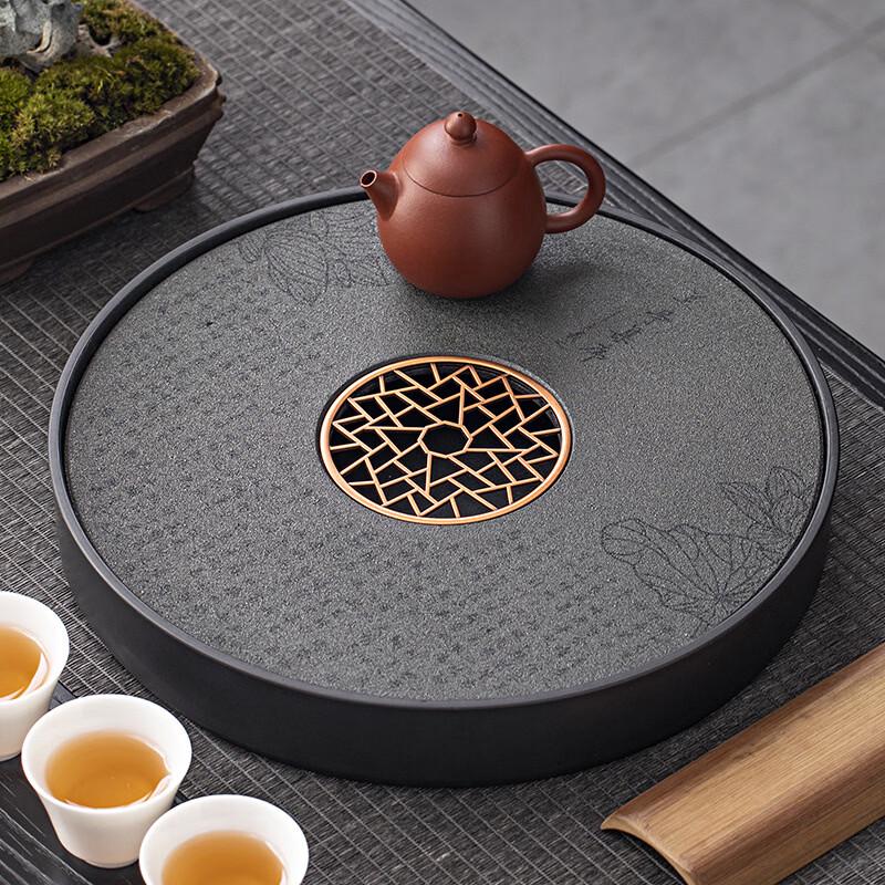 Yipan Round Ceramic Water Absorbent Tea Tray