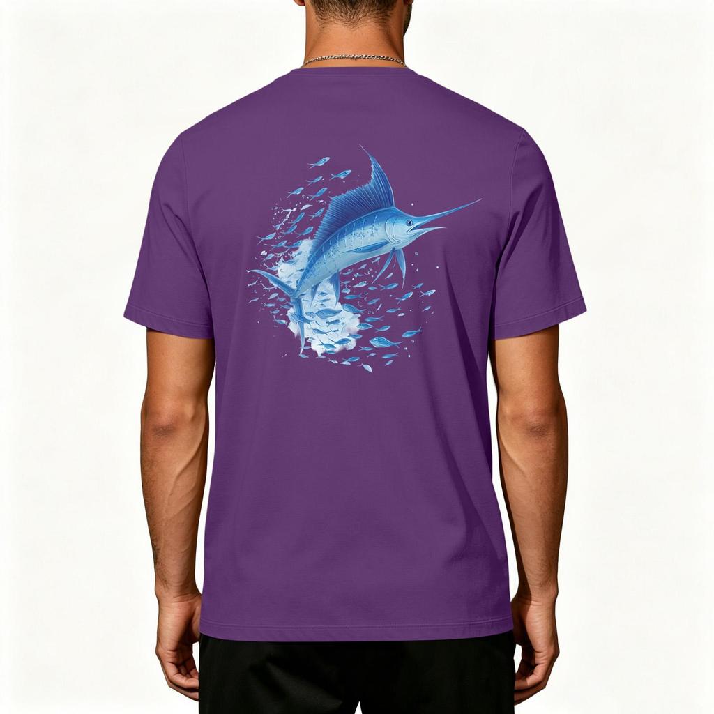 Men's 50 Plus Sun Stretch Short Sleeve T Shirt for Outdoor Fishing and Sports Activities