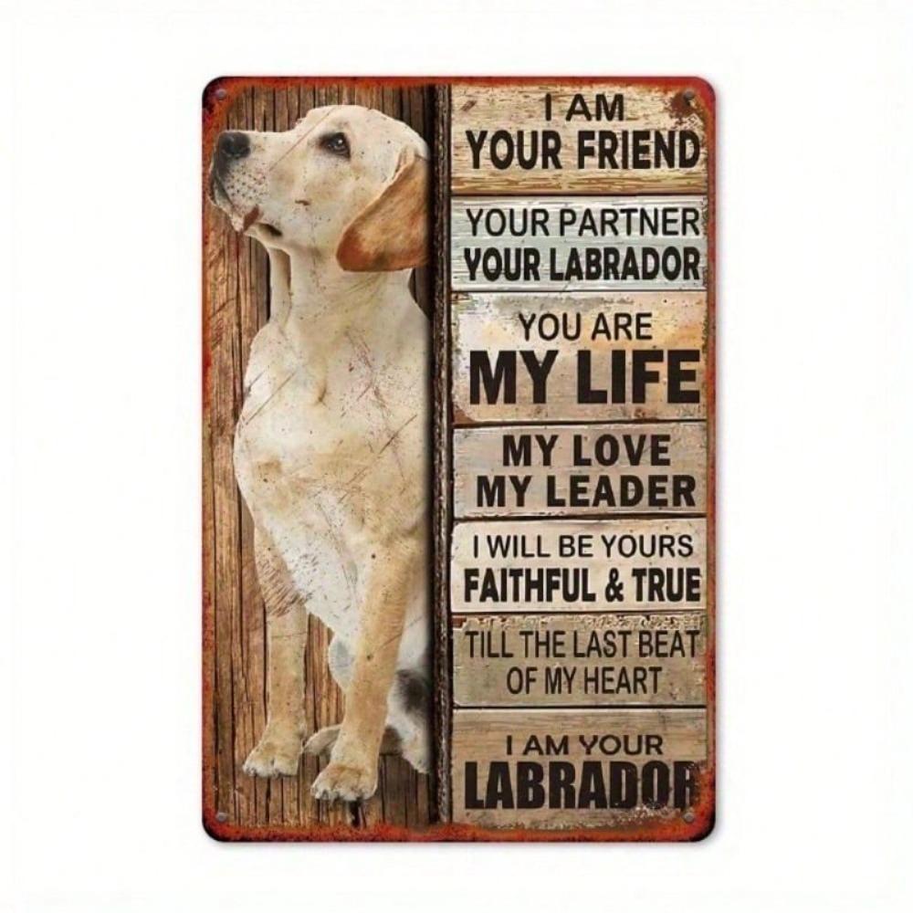 Retro Vintage Labrador Hund Metall Wanddeko, Rostfreies Schild für Zuhause