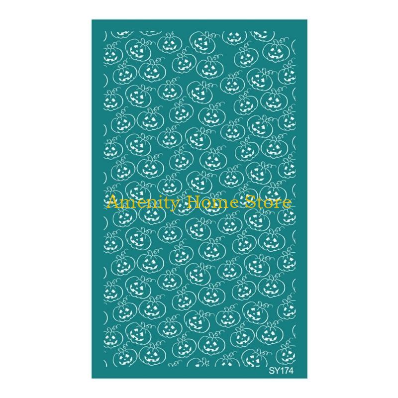 F26C Halloween Silk Screen Stencils for Clay Earrings Making, Self-Adhesive Silkscreen Print for Printing Clay Wood Fabric