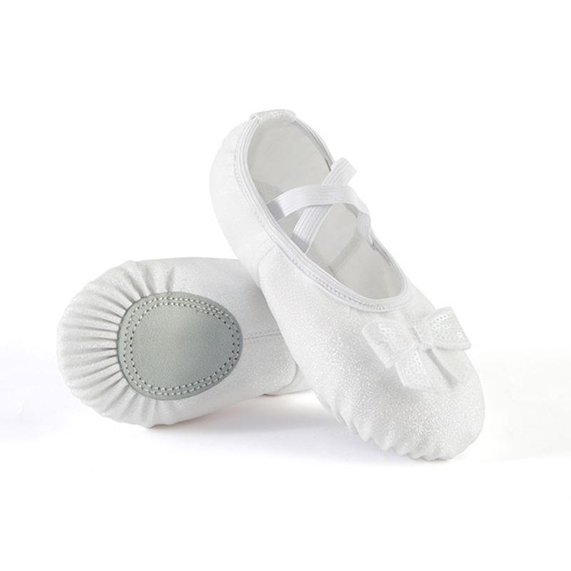 

Балетки для девочек, детские профессиональные танцевальные мягкие туфли с бантом, блестящие балетные туфли для танцев 41 белый