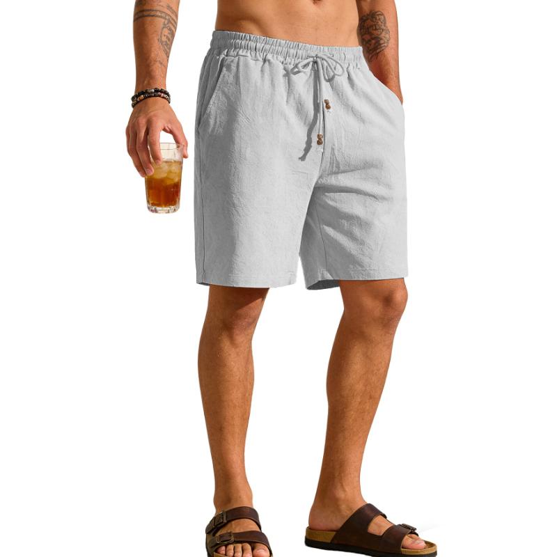 Men's Casual Shorts Cotton Elastic Waist Shorts Drawstring Summer Lightweight Shorts for Men Linen Casual Beach Vacation Yoga Golf Shorts with Pockets