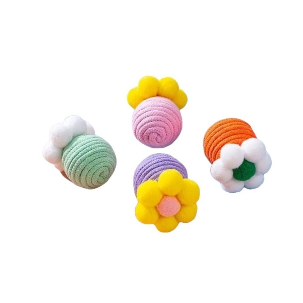 6 Pieces /Set Flower Shape Cat Toy Ball Self Playing Interactive Pet Toy  Physical Exercise