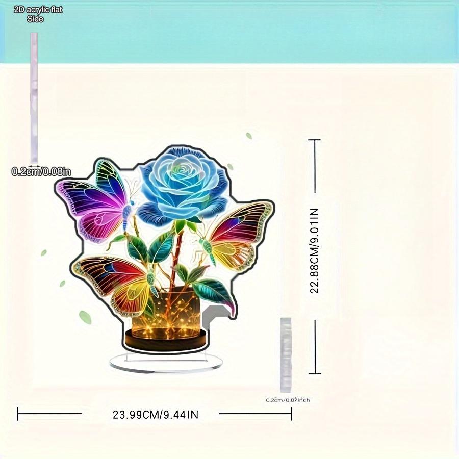 Bohemian Glowing Butterfly & Rose Table Ornamen, Elegant Desktop Decoration for Home, Office, Christmas, Valentine's Day Gift, Wedding & Party Decor,