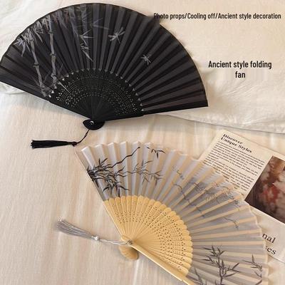 Vintage Bamboo Folding Fan for Hanfu Dance - Chinese Style Women's Summer Accessory