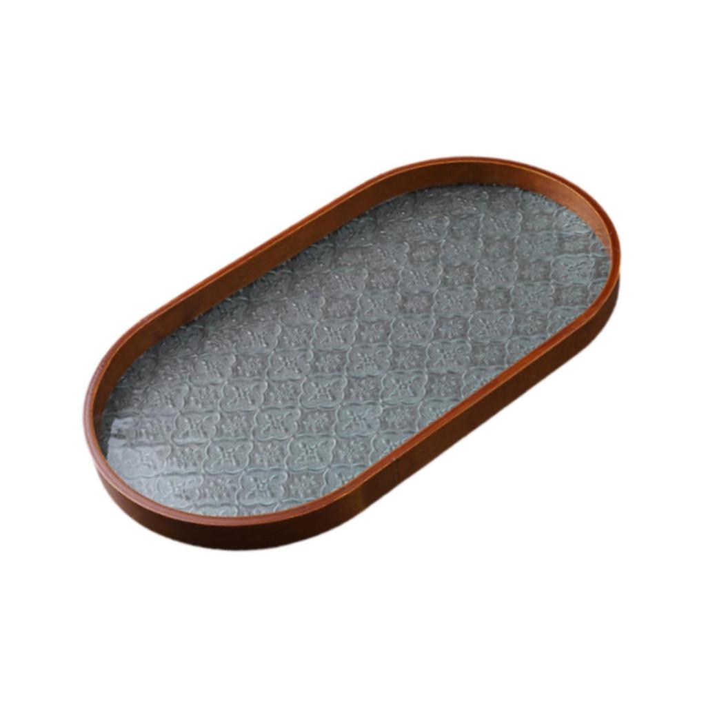 Wood Serving Tray Glass Desk Organizer Jewelry Storage Holder Wooden Trays for Eating for Bathroom Household Desk Tea Room Party