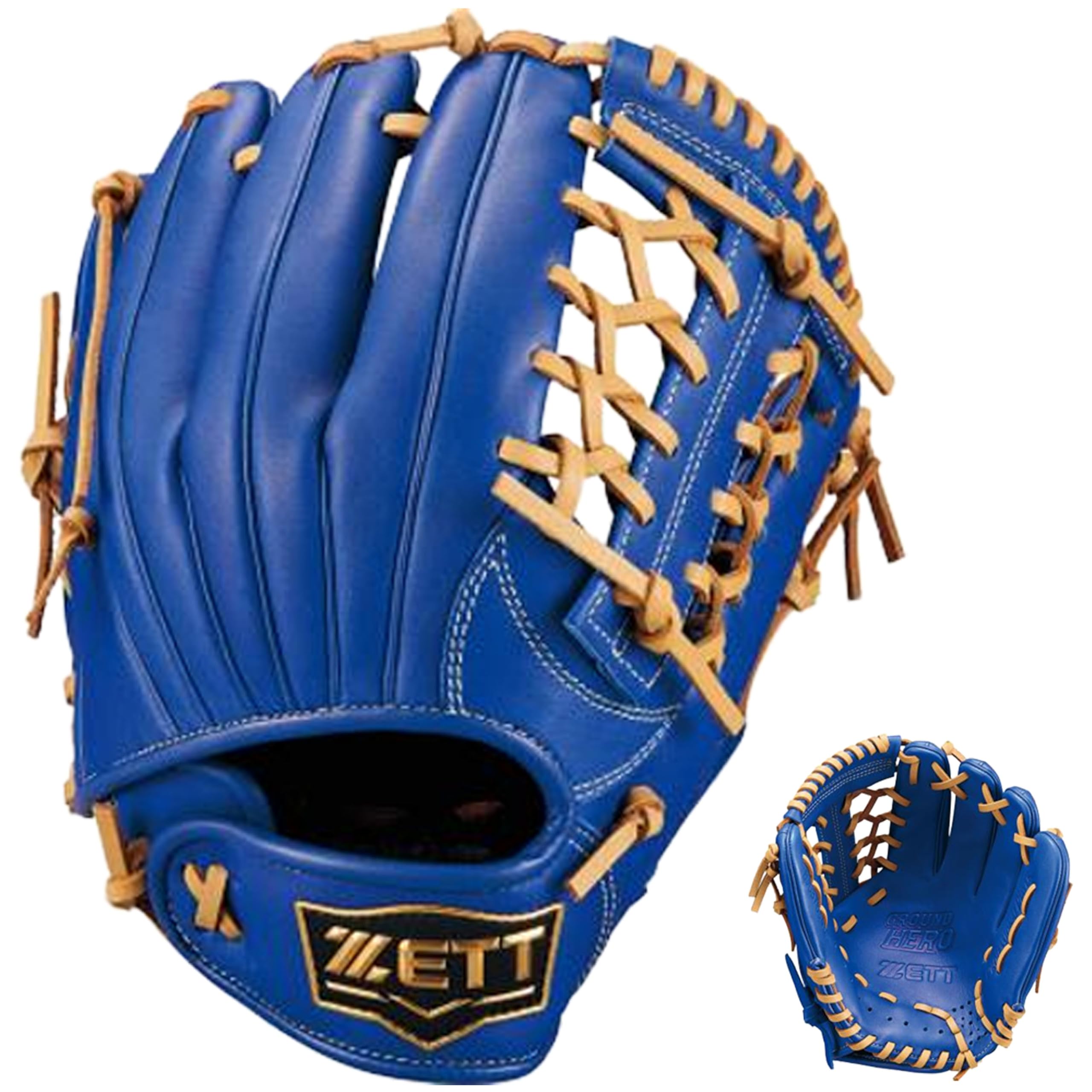 

ZETT Youth Softball Ground R Brown BJGB76545F Glove, Hero, All-Around, Blue/P (2532), Size M,