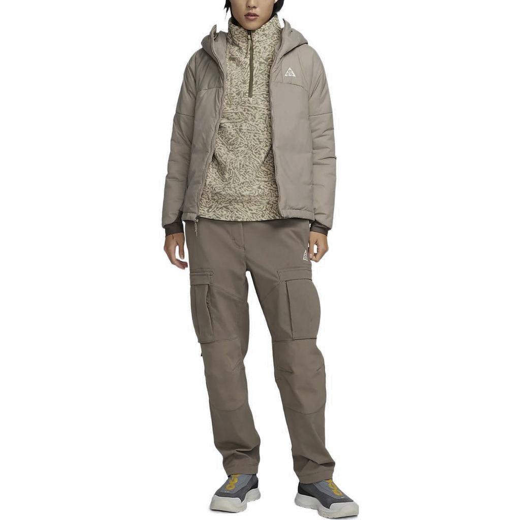 Nike Solid Color Casual Logo Zip Hoodie Jacket Women Outerwear Gray Brown DQ5841-087