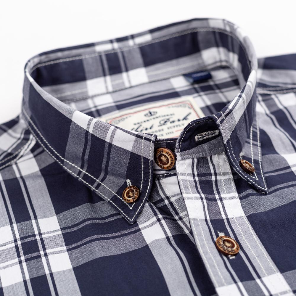 Herren Langarm Colorblock Kariertes Muster Hemden, 100% Baumwolle Regular Fit Business Casual Karomuster Button-down Hemd