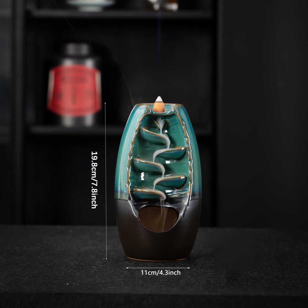 1pc Waterfall Ceramic Incense Holder for Aromatherapy and Home Decor