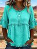 2026 European & American Loose Fit Women's Casual Short Sleeve Round Neck Pullover Top