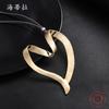 New hollow brushed love alloy pendant, irregular peach heart women's long leather rope sweater chain