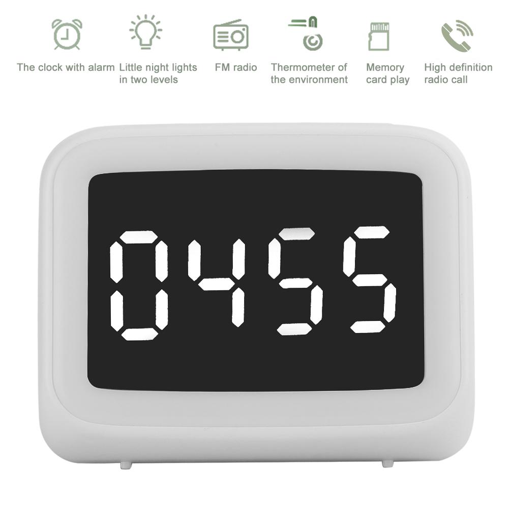 BT511Speaker Portable Bluetooth 5.0 Wireless FM Speaker with LED Time DisplayClock Alarm Loudspeaker Night Light
