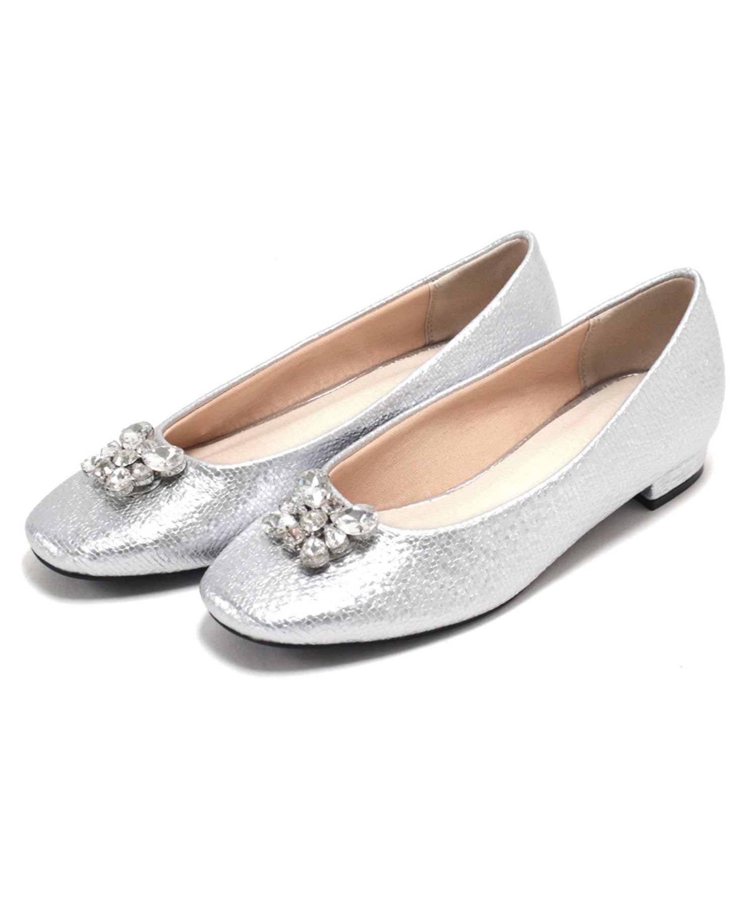 

Square Toe Low Heel Pumps with Jeweled Design to Prevent Heels from Silver [Sest] dnp4002-SIL-250 Women s Slipping, 25.0cm,