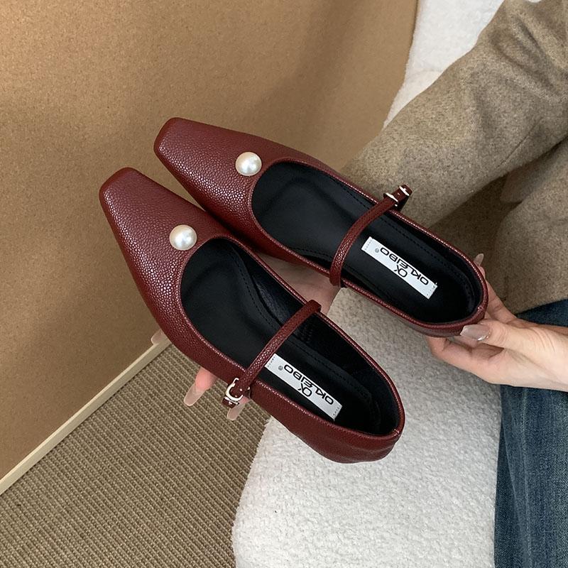 Fashion Female Buckle Strap Footwear Pumps Ladies Heeled Shoes 2025 New Spring Autumn Fashion Shallow Women Low Heel Mary Janes Shoes