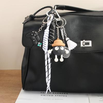 Cute Cartoon PVC Small Coal Ball Pendant Keychain Mini Game Machine Badminton Fun Bag Pendant