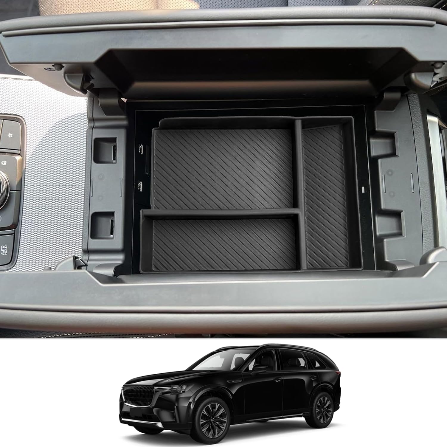 

CDEFG для 2024 2025 2026 Mazda CX-90 CX-70 Органайзер-лоток для центральної консолі для 2024 2025 2026 Mazda CX-90 CX-70 Ящик для зберігання в підлокітнику центральної консолі 2024 Black for 2024-2026 CX-90