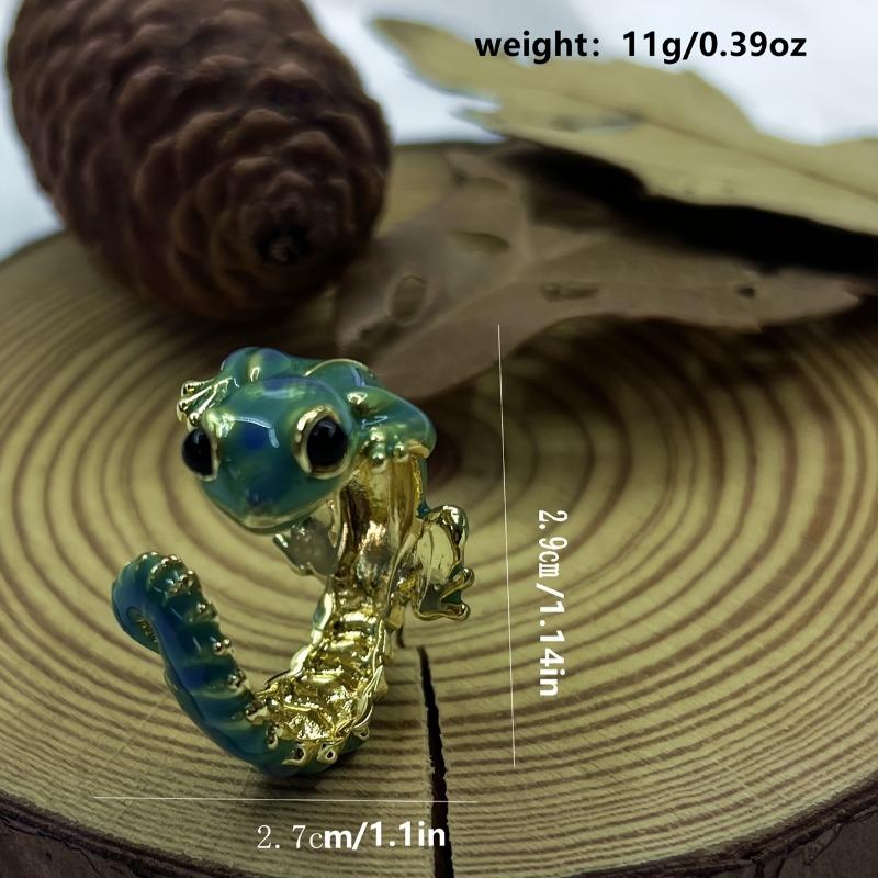 1PC Retro Stereo Lizard 3D Gecko Cute Animal Opening Ring Hip Hop Punk Style Size Can Be Adjusted for Daily Wear