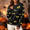Women's Halloween Long Sleeve Sweatshirt with Pumpkin Print, Round Neck Pullover Top for Casual Daily Wear