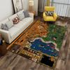 Fantasy World Map with Castles and Landscapes Non-slip rug suitable for living room and bedroom sofas
