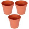 3x Brown Plastic Garden Pot for Plants, Flowers, Herbs 17x15.5 cm