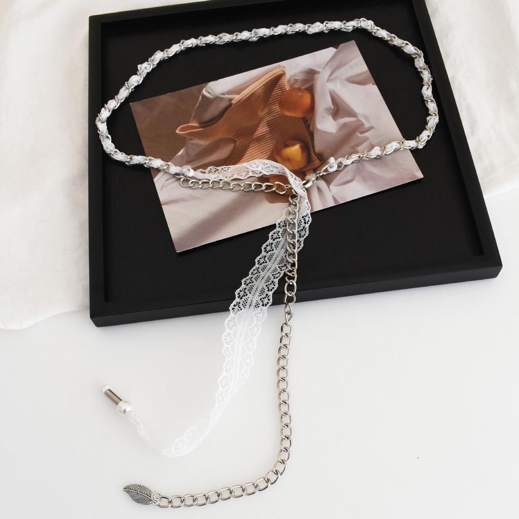 Small Fragrance Style Womens Waist Chain With Lace Chain Tassel Decor For Dresses