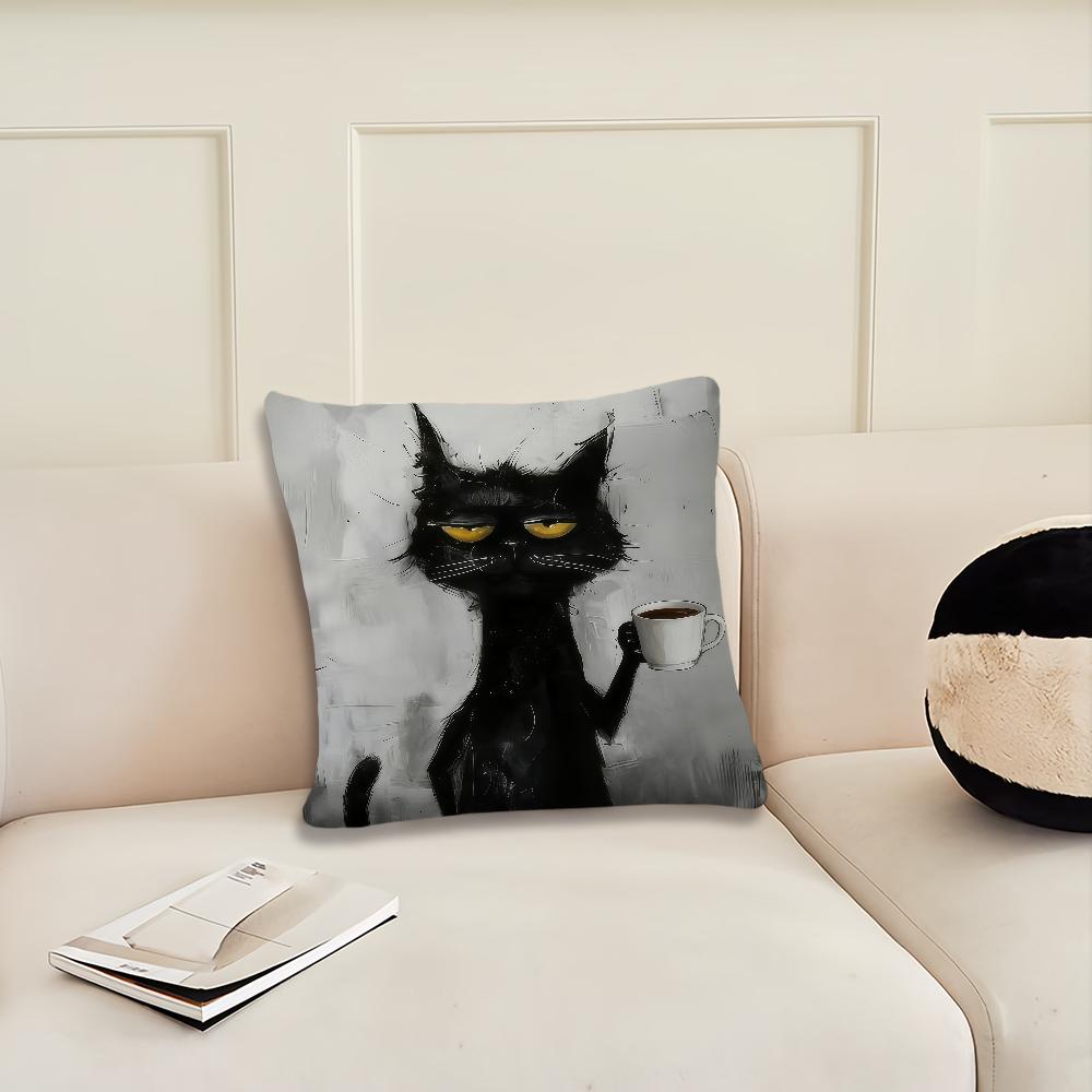 Black Cat Art cushion cover Pillow Cover Decoration Room Home Sofa living Office Car Nordic Simplicity