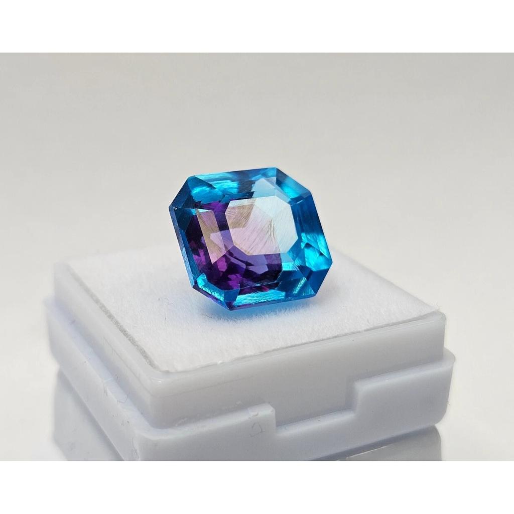 Bi-Color Pitambari Sapphire Asscher Cut 15-16 Ct Fabulous Certified Gemstone