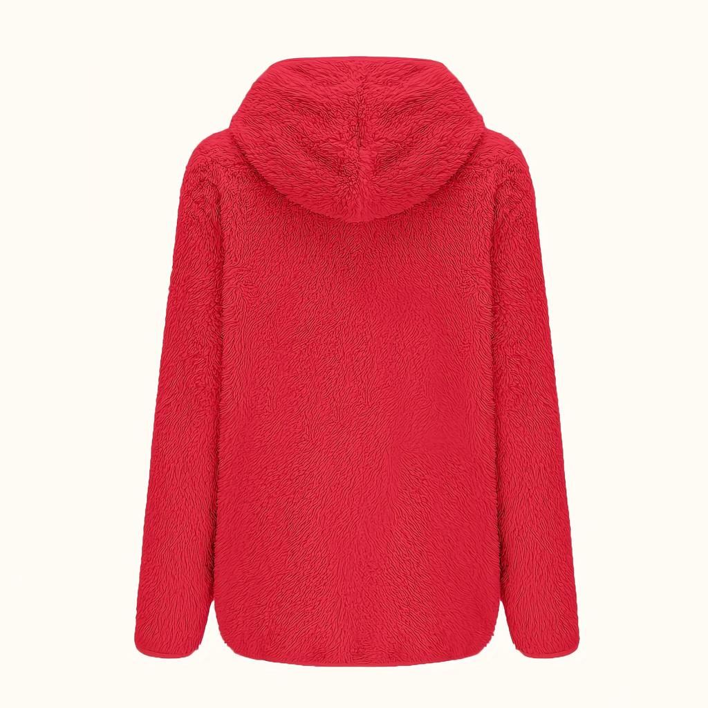 Women's Middle  Hooded Jacket Soft Machine Washable Solid Color Fall Winter Coat With Adjustable Drawstring Hood