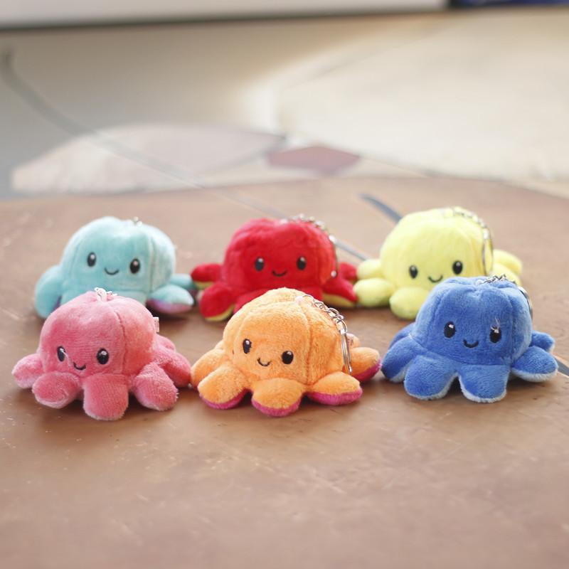 Uroczy Dwustronny Mini Pluszowy Brelok Ośmiornica Słodka Miękka Zabawka Zawieszka do Torby