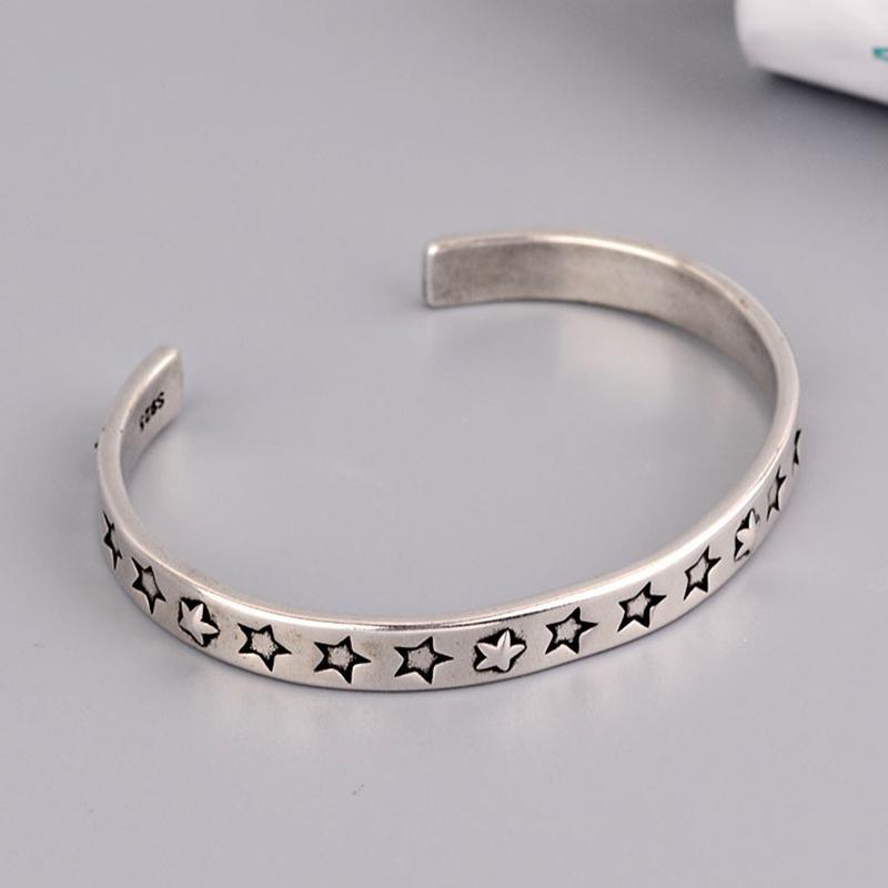 Silver Color Pupular Korea Style Star Bangle For Women  Simple Opening Hand Jewelry Party