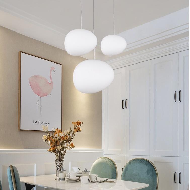 

Italian Creative Pebbles Chandeliers LOFT High Living Room Duplex Stairs Bedside Restaurant Bar Goose Egg Lamp No light bulbs inclu белый