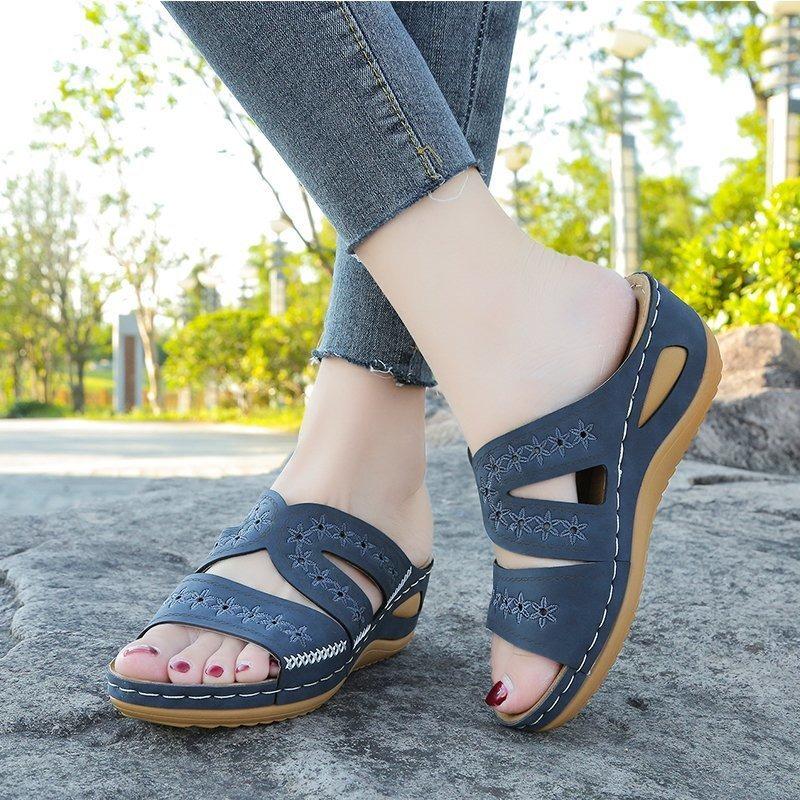 Women's Wedge Heel Fish Mouth Platform Large Size Shoes Multi-color Optional Embroidered Sandals Women