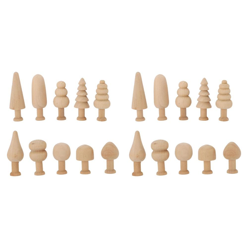 20 Pcs 25mm Blank Wooden Peg Trees Smooth Edges Mini Wooden Pendants Home Holiday Decoration
