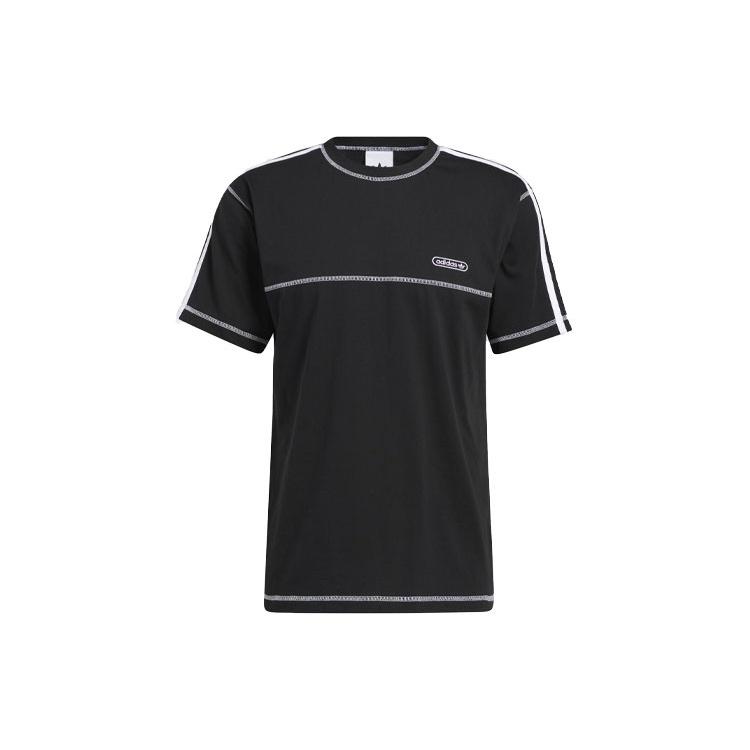 adidas originals ribbed Round Neck Short Sleeve Black Men s GN3886 S