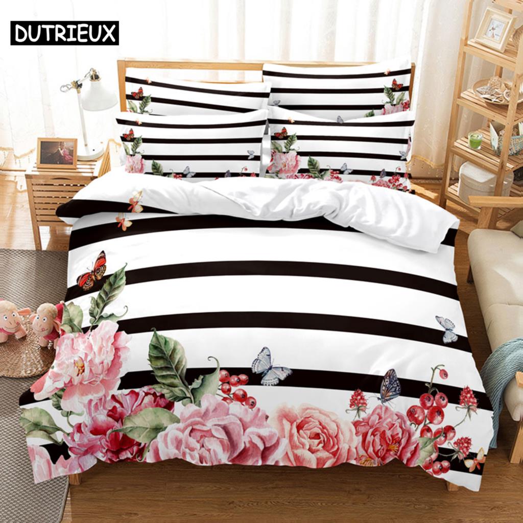 

Blue Butterfly Duvet Cover Set King Size 220x240 Double Bed Single 3D Queen Bedding Sets Pink Full Twin Quilt Linen Pillowcase EU single(135x200cm)&Duvet Cover