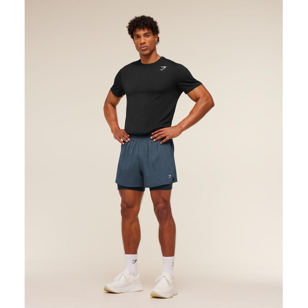 Gymshark Running 4  2in1 Shorts Gs Stealth Blue Gs Deep Petrol Blue A3b9p Ud7p