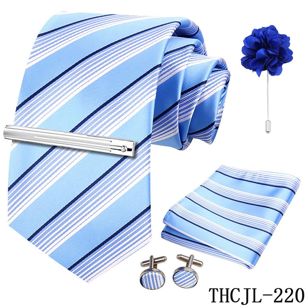 Men'S Business Dress Tie 5-Piece Groom Best Man Dress Accessories Gaowei Dense Jacquard Tie Worker