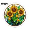 Glass Wind Chime Effect Acrylic Puzzle Suncatcher, Bee Yellow Flower Sun Catchers for Window Hanging, 7.48 Inch DIY Collectible Piece Craft