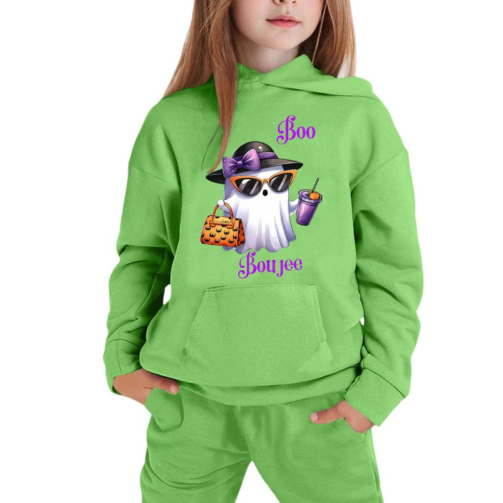 Kids Hooded Sweatshirt Halloween Graphic Pullover Top Long Sleeve Casual Fit Soft Fabric Comfortable Design Suitable for Everyday Wear
