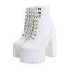 14.5cm Ultra High Heels Women Motorcycle Boots Gothic Style Sexy Black White Soft Leather Plaform Chunky Heel Punk Knight Boots