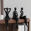 3 szt. Rzeźba do czytania z żywicy, Statua siedzącego myśliciela, Abstrakcyjna figurka kobiety na półkę na książki do domu, biura, salonu, półki, dekoracja biurka