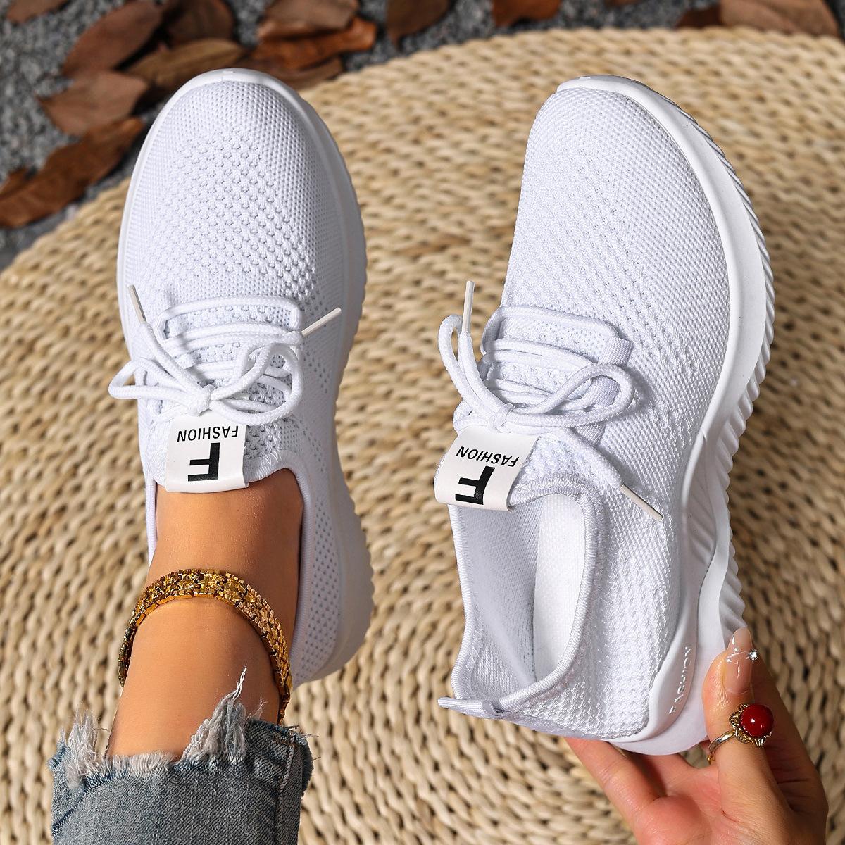 

Shoes Women s Shoes Women s Fashion Running Shoes Flying Weaving Breathable Women s Shoes Soft Sole Trend Sneakers 36 білий