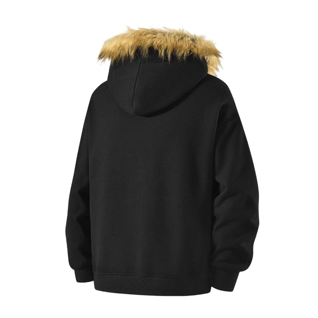 Men's  And   Women's  Leisure  Hooded Artificial   Collar  Hoodie  Coat