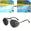 1 STÜCKE Steampunk Runde Sonnenbrillen mit Metallrahmen Mode Retro Männer Klassische Runde Sonnenbrillen Shades Schutz Sonnenbrille