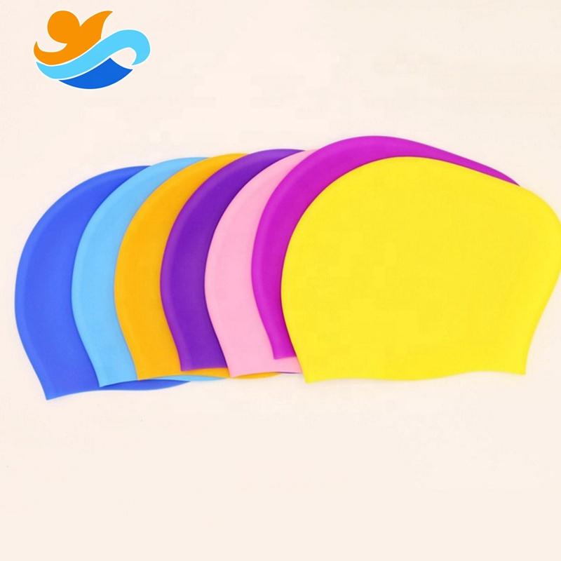 Long Hair Silicone Swim Caps for Women Competition Swimming Hat Waterproof Swimming Cap L синий