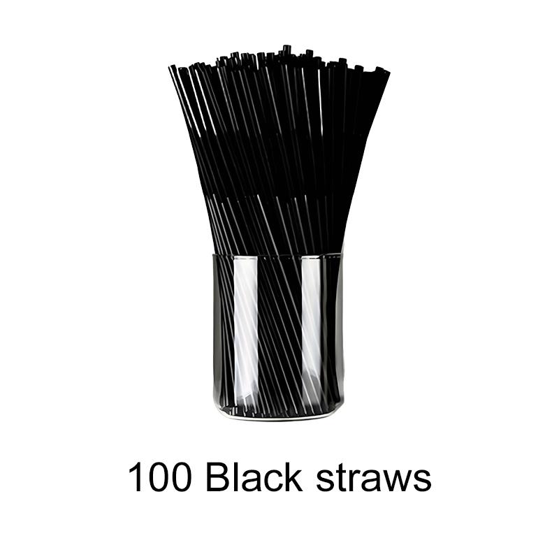 100PCS/Set Drinking Straws Black Transparent Colored Disposable Beverage Straws Milk Tea Bar Party Wedding Kitchen Accessory ZYF