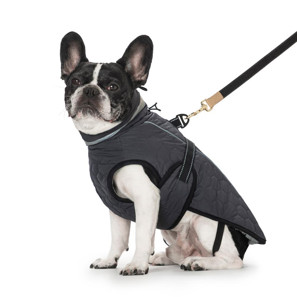 

Pet Clothes Autumn and Winter Clothes New Small, Medium and Large Dog Reflective Jacket Bust Adjustable Waterproof and Warm Slope Wind XS темно серый