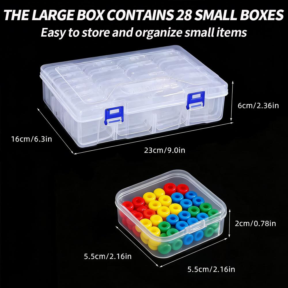 

Portable 28 Grids Clear Storage Box Multi-Purpose Organizer for DIY Craft Supplies Perler Beads Hardware Small Parts M