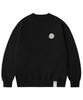 GRAVER [Unisex] White Rose Embroidered Smile Sweatshirt_Black